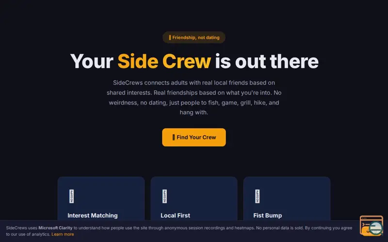 Screenshot of SideCrews — Find Your Crew