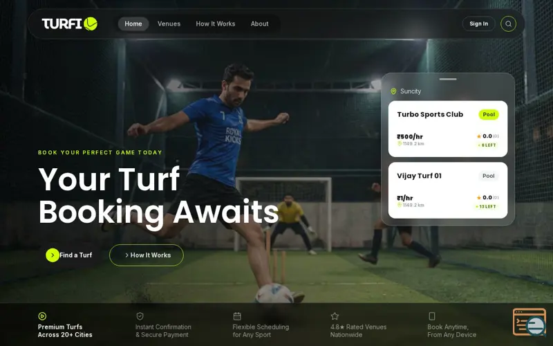 Screenshot of Turfi — Find. Book. Play.