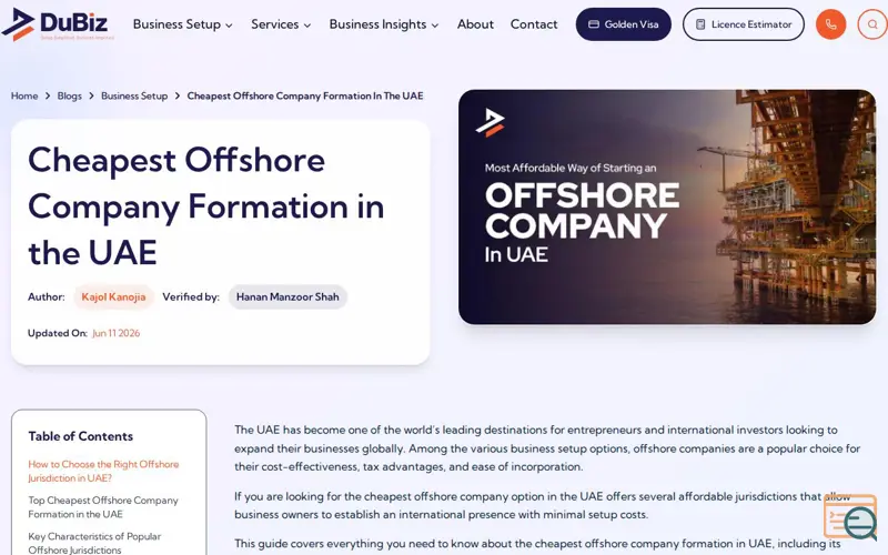 Screenshot of  Offshore Company Formation