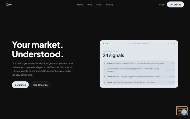 Screenshot of Oryn — Competitive Intelligence