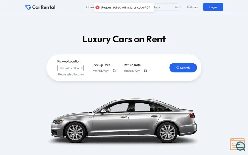 Screenshot of MERN Car Rental System