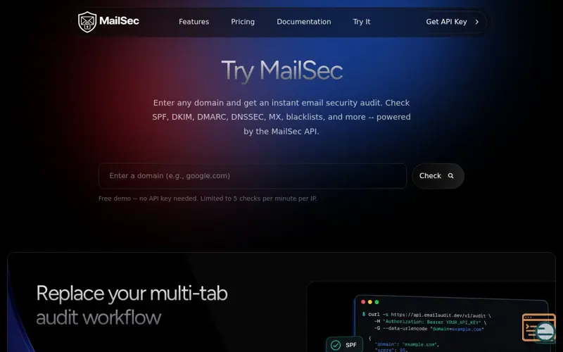Screenshot of MailSec