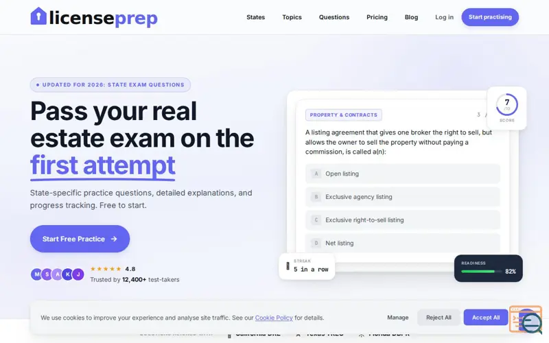 Screenshot of LicensePrep