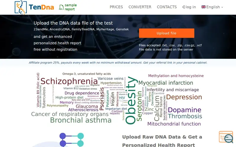 Screenshot of Get Free personalized DNA report