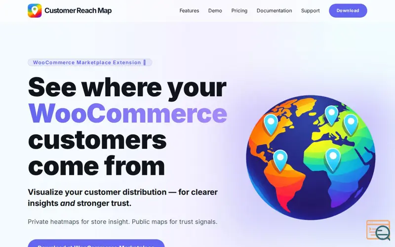 Screenshot of Customer Reach Map for WooCommerce