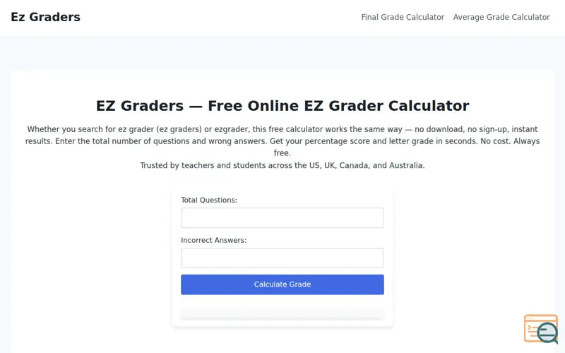 Screenshot of  EZ Graders — Online Grading Calculator 