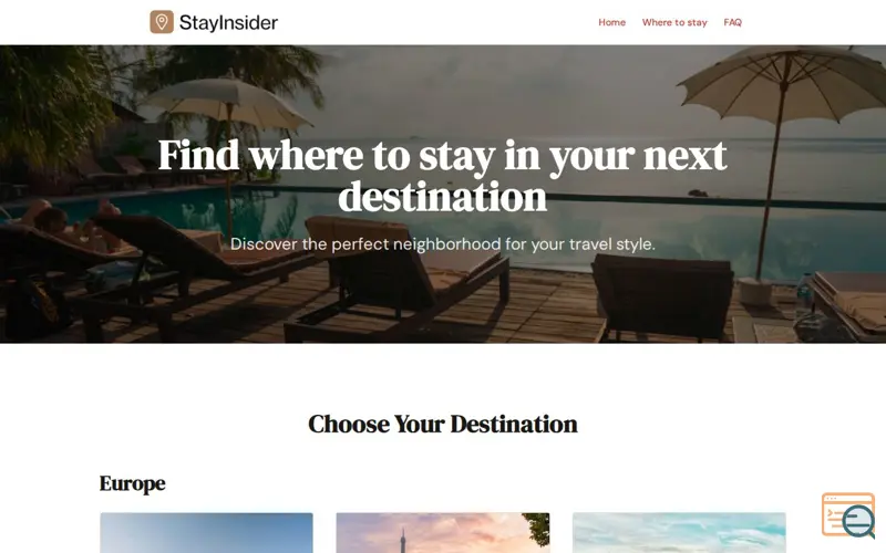 Screenshot of StayInsider