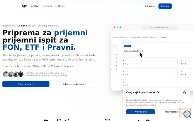 Screenshot of MojPrijemni