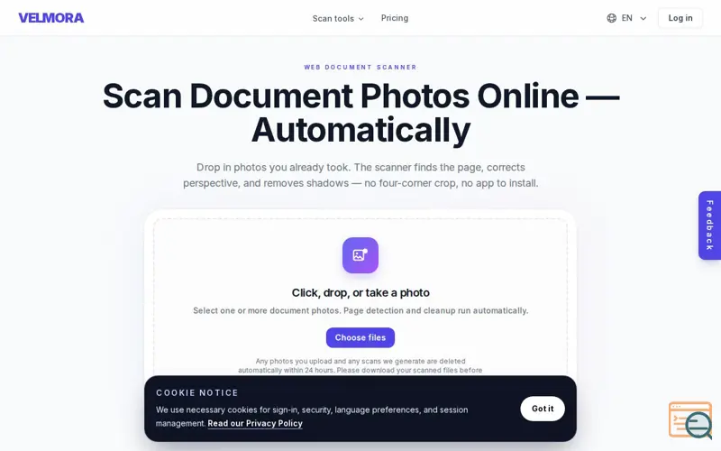 Screenshot of web-doc-scanner.app