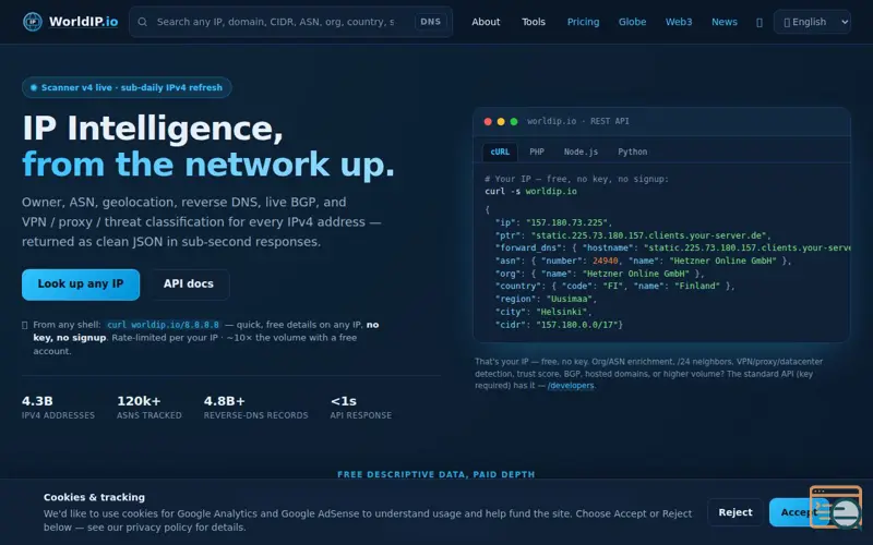 Screenshot of WorldIP.io