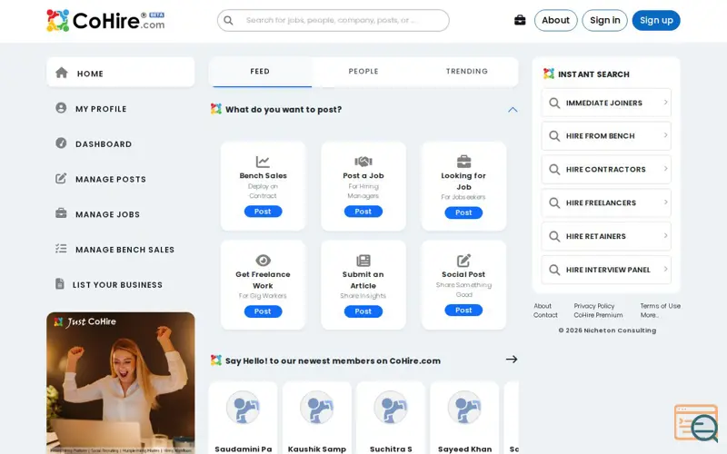 Screenshot of CoHire.com