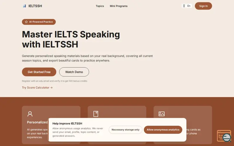 Screenshot of IELTSSH, a launch using Google