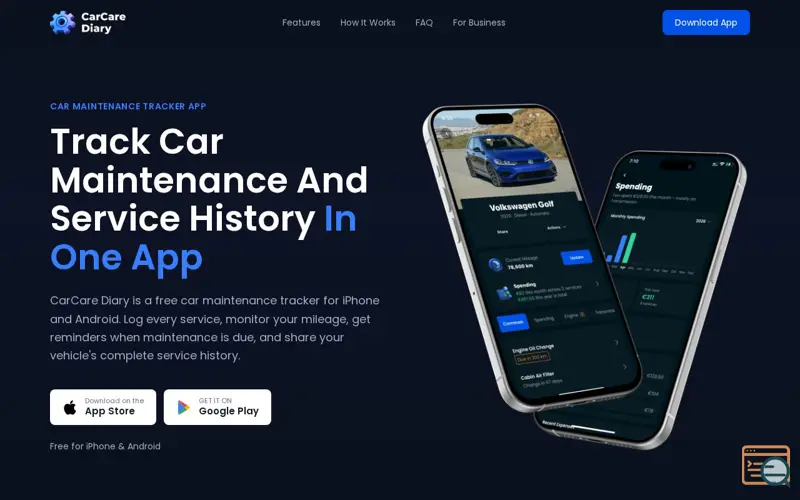 Screenshot of CarCare Diary