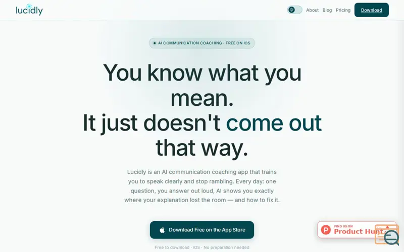 Screenshot of Lucidly — Finally say what you mean.