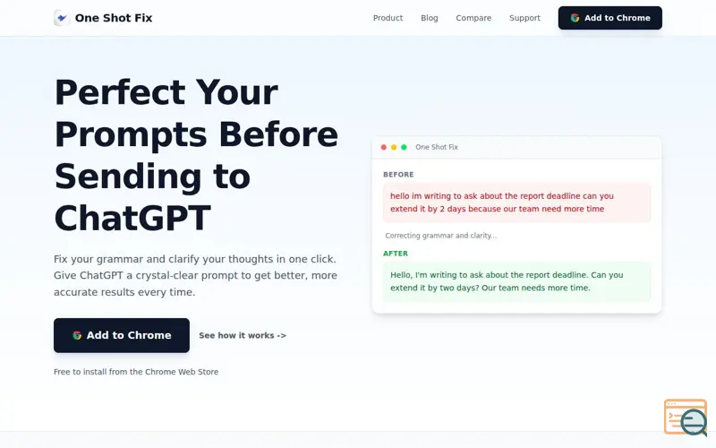 Screenshot of One Shot Fix