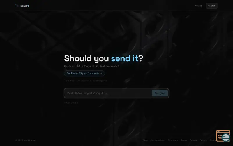 Screenshot of sendit scan