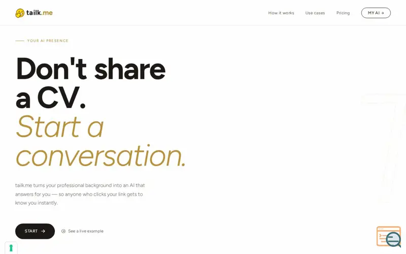 Screenshot of tailk.me