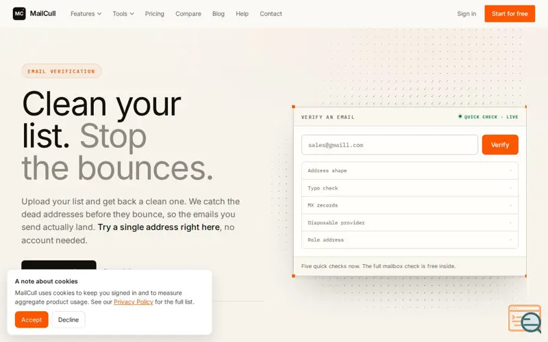 Screenshot of MailCull
