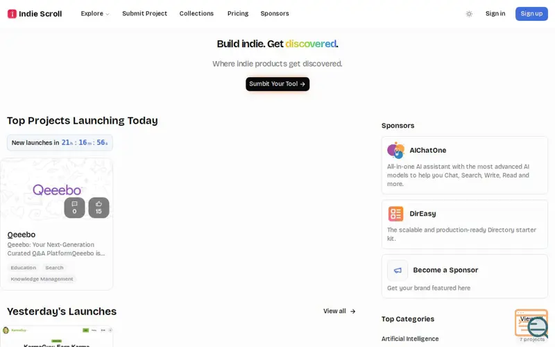 Screenshot of Indie Scroll