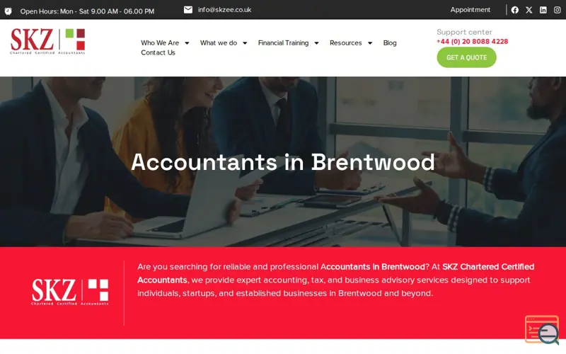 Screenshot of SKZ Chartered Certified Accountants