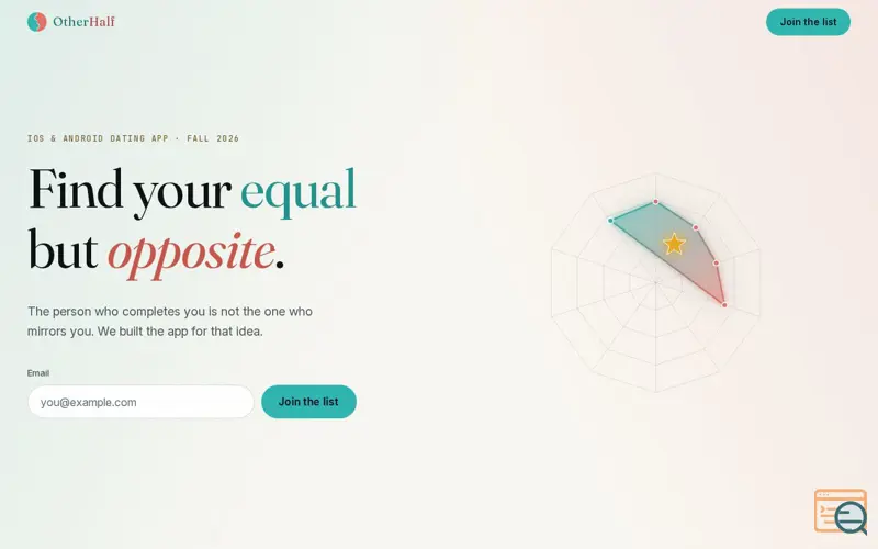 Screenshot of OtherHalf Dating App