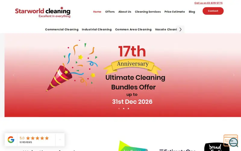 Screenshot of Starworld Cleaning, a launch using Visitor Analytics