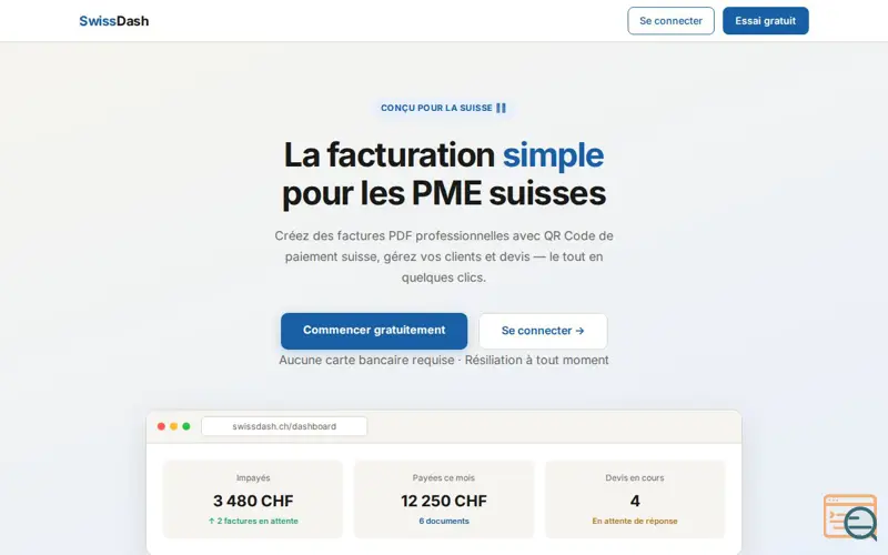 Screenshot of SwissDash