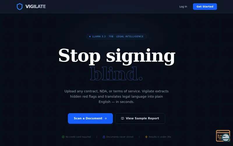 Screenshot of VIGILATE