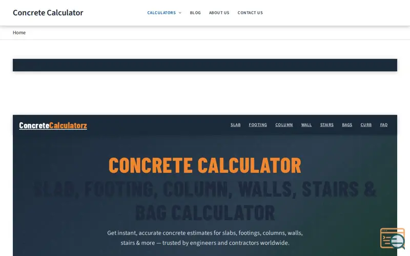 Screenshot of Concrete Calculator