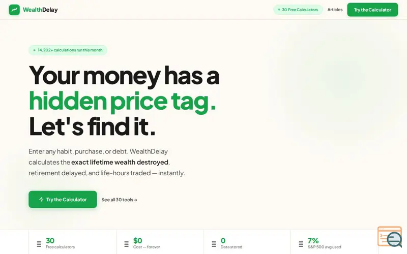Screenshot of WealthDelay — See the Lifetime Cost
