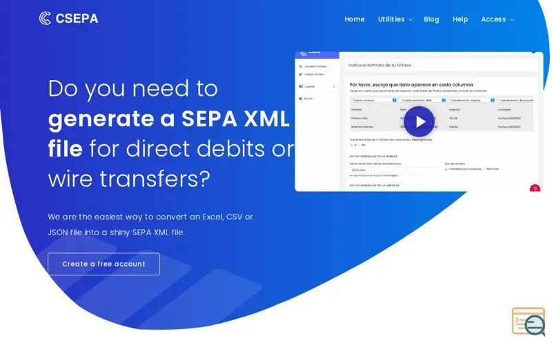 Screenshot of SEPA Generator