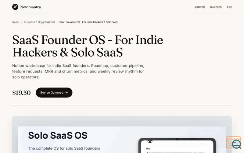 Screenshot of Solo SaaS Founder OS