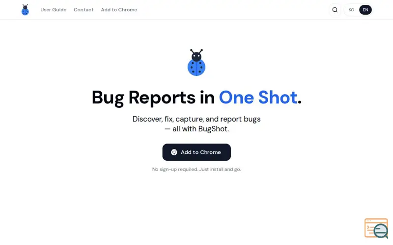 Screenshot of BugShot