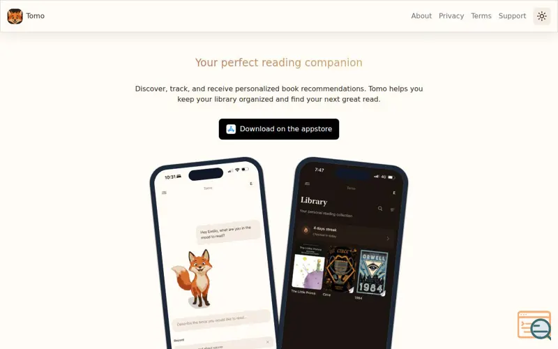 Screenshot of Tomo: Read and Track