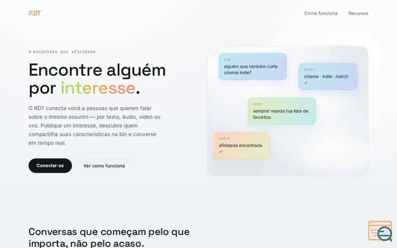 Screenshot of RDT — encontre alguém por interesse