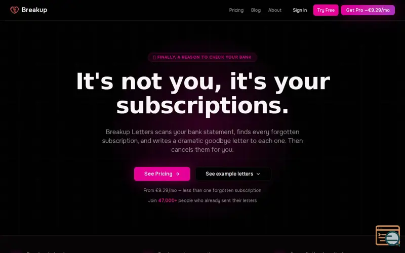 Screenshot of My app breaks up with my subscriptions