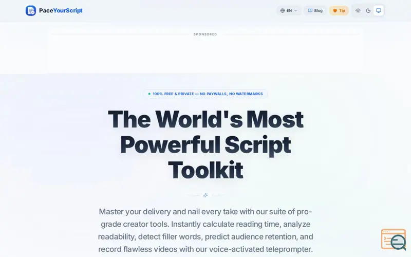 Screenshot of PaceYourScript