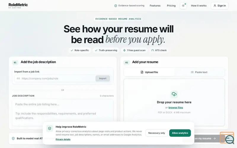 Screenshot of RoleMetric