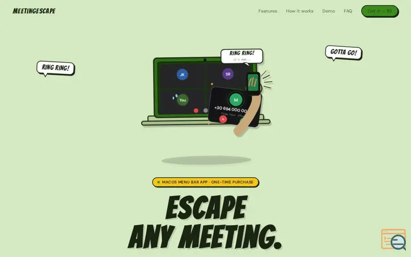 Screenshot of MeetingEscape - Escape any meeting