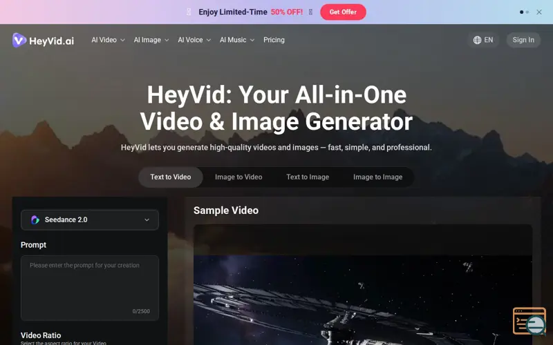 Screenshot of HeyVid