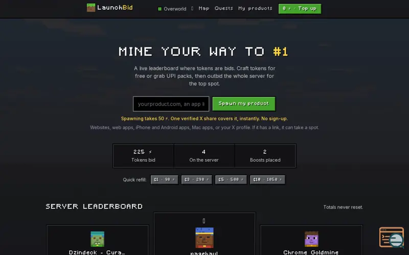 Screenshot of LaunchBid