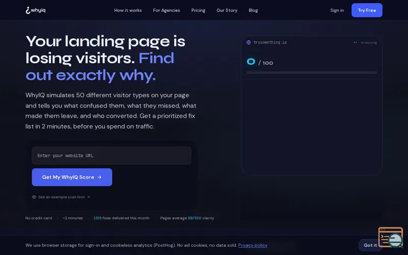 Screenshot of WhyIQ - AI Conversion Optimisation