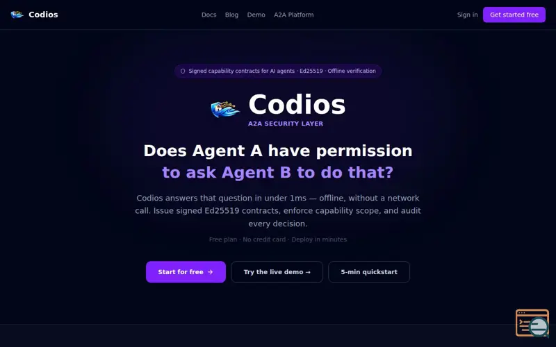 Screenshot of Codios - AI Agent Caging Infrastructure