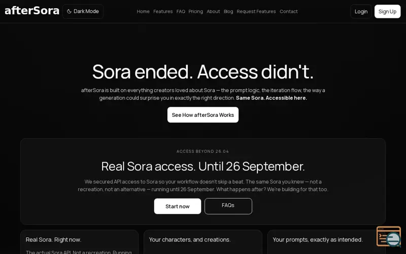 Screenshot of afterSora