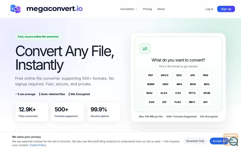 Screenshot of MegaConvert