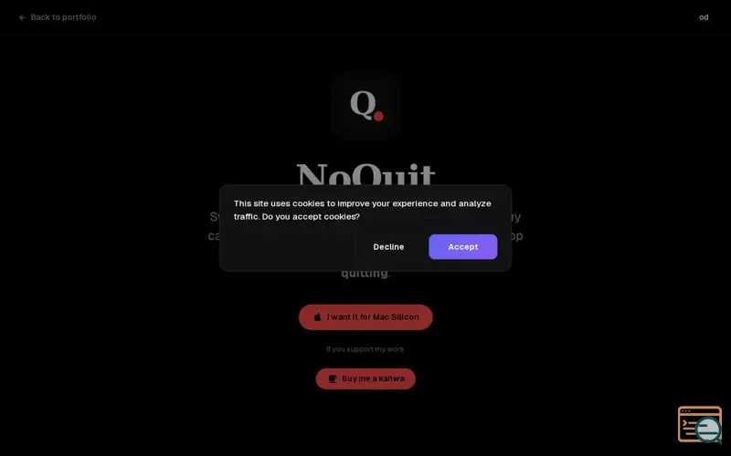 Screenshot of NoQuit