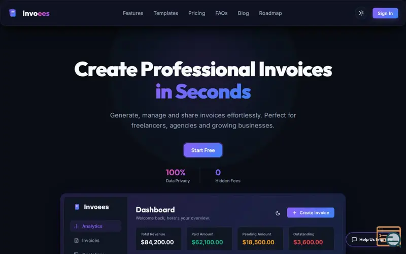 Screenshot of Invoees