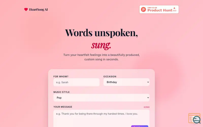 Screenshot of HeartSong AI