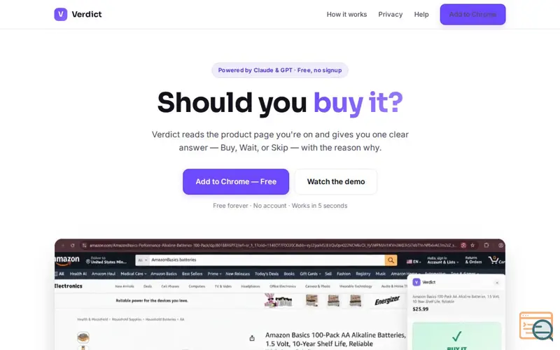 Screenshot of Verdict