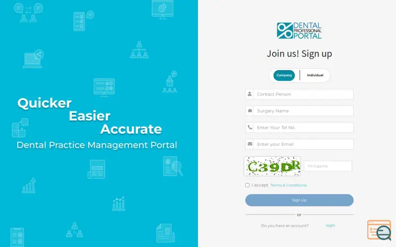 Screenshot of Dental Professional Portal